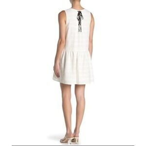 FRNCH Sleeveless Embroidered White Lined Dress W/ Back Lace Up Bow Sz S Boho